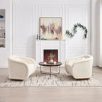 Wine Red / White Velvet Pumpkin-Shape 360° Swivel Barrel Accent Chair for 1 Person