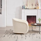 Wine Red / White Velvet Pumpkin-Shape 360° Swivel Barrel Accent Chair for 1 Person
