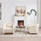 Wine Red / White Velvet Pumpkin-Shape 360° Swivel Barrel Accent Chair for 1 Person