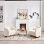 Wine Red / White Velvet Pumpkin-Shape 360° Swivel Barrel Accent Chair for 1 Person