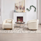 Wine Red / White Velvet Pumpkin-Shape 360° Swivel Barrel Accent Chair for 1 Person