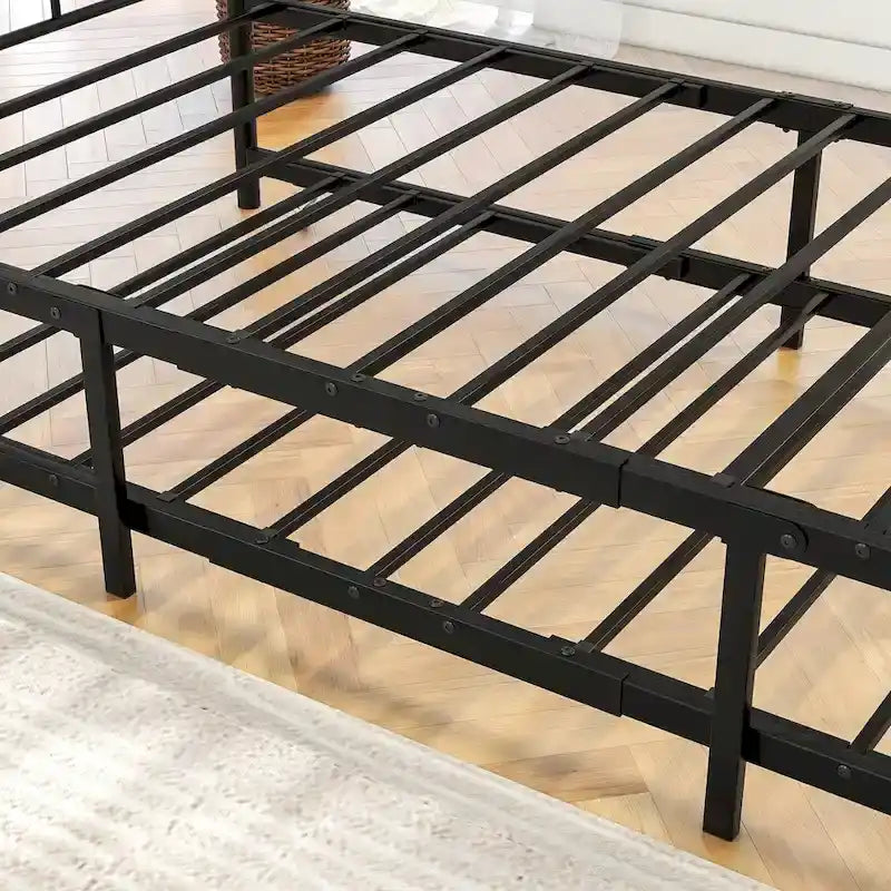 Black Metal Twin Size Daybed with Pull-Out Trundle for 1–2 Person