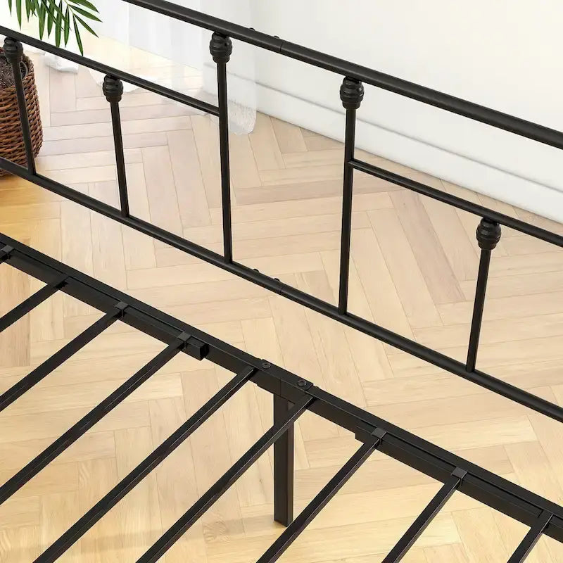 Black Metal Twin Size Daybed with Pull-Out Trundle for 1–2 Person