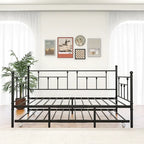 Black Metal Twin Size Daybed with Pull-Out Trundle for 1–2 Person