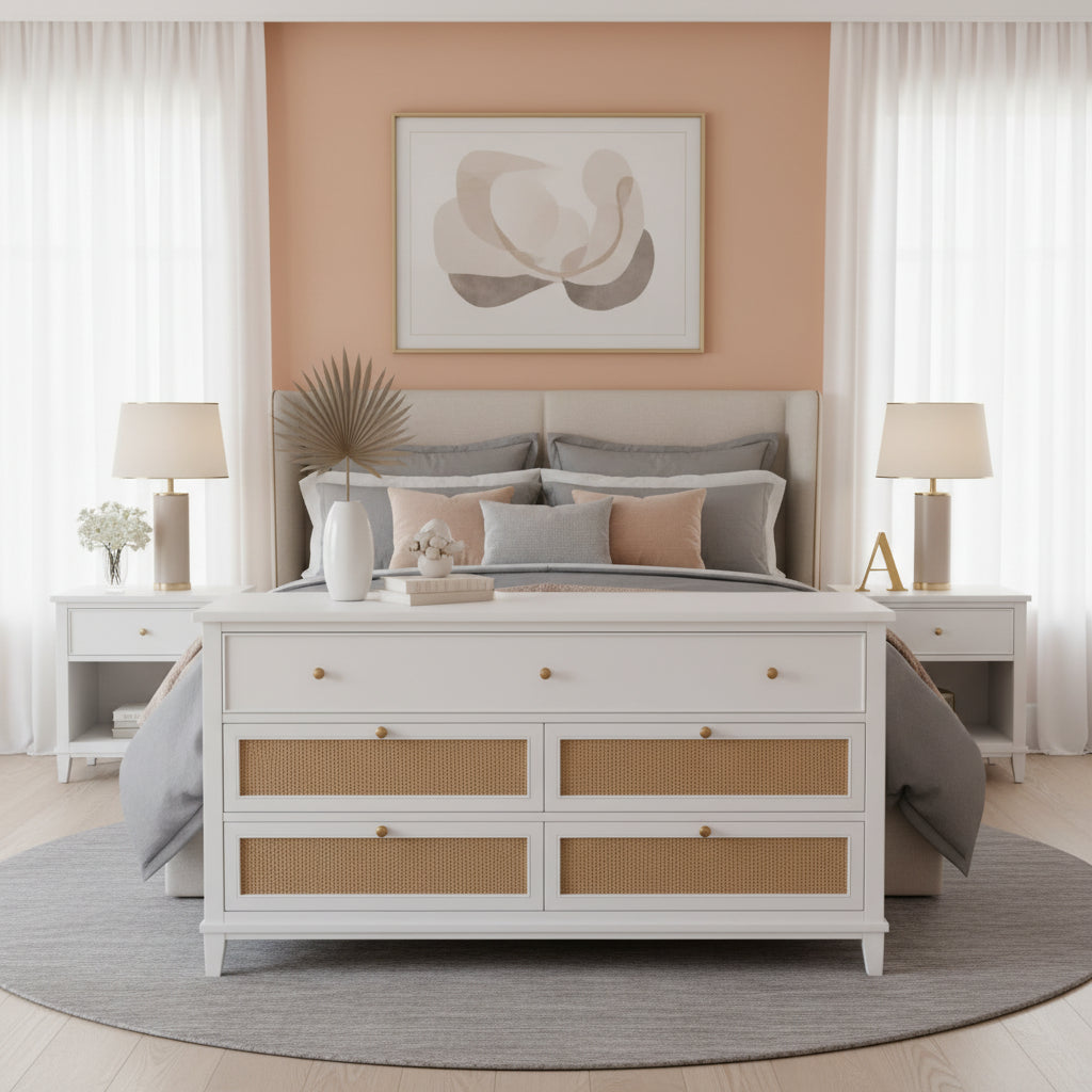 White Queen Size Modern Style Murphy Bed with Versatile Storage Large Drawers for Bedroom
