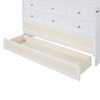 White Queen Size Murphy Bed with Storage Drawers and Rattan Panel Design for 1–2 Person