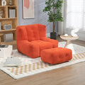 Modern 38.5  Velvet Upholstered Accent Chair with Memory Foam and Ottoman for Living Room