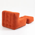Multi-Color Velvet Upholstered Accent Chair with Crushed Foam and Ottoman for 1 Person