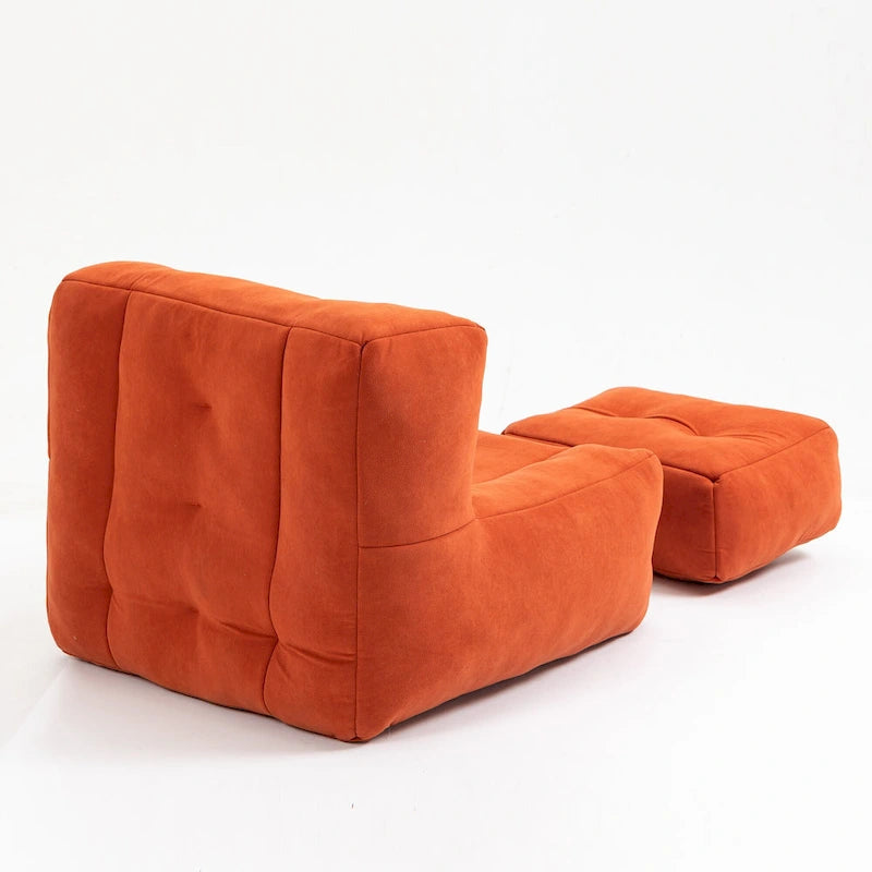 Multi-Color Velvet Upholstered Accent Chair with Crushed Foam and Ottoman for 1 Person