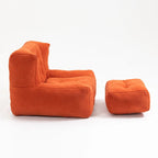 Multi-Color Velvet Upholstered Accent Chair with Crushed Foam and Ottoman for 1 Person