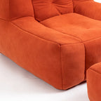 Multi-Color Velvet Upholstered Accent Chair with Crushed Foam and Ottoman for 1 Person