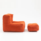 Multi-Color Velvet Upholstered Accent Chair with Crushed Foam and Ottoman for 1 Person