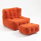Multi-Color Velvet Upholstered Accent Chair with Crushed Foam and Ottoman for 1 Person