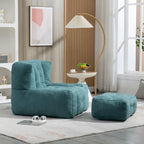 Multi-Color Velvet Upholstered Accent Chair with Crushed Foam and Ottoman for 1 Person