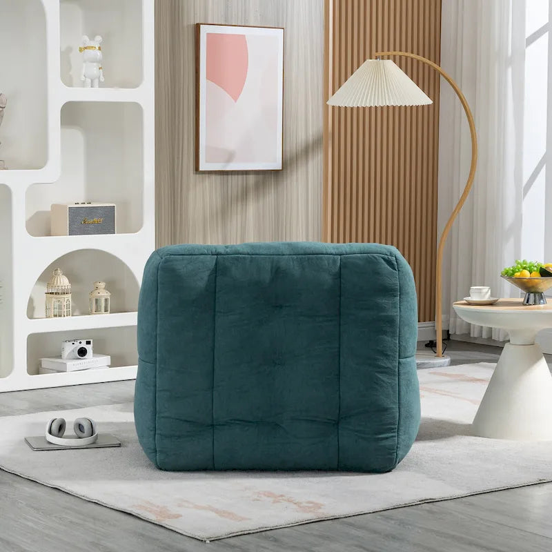 Multi-Color Velvet Upholstered Accent Chair with Crushed Foam and Ottoman for 1 Person