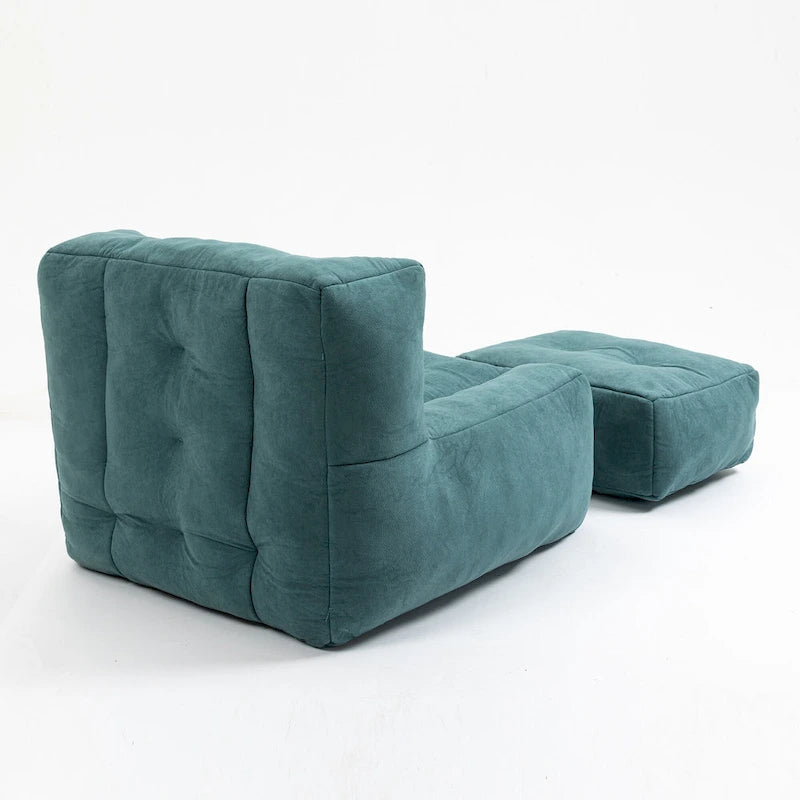 Multi-Color Velvet Upholstered Accent Chair with Crushed Foam and Ottoman for 1 Person
