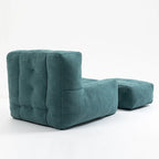 Multi-Color Velvet Upholstered Accent Chair with Crushed Foam and Ottoman for 1 Person