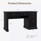 Geriffelter Home-Office-Schreibtisch mit Stauraum, 137 cm moderner Chefschreibtisch mit Ladestation, Computer-Schreibtisch aus Holz mit Aktenschubladen für das Arbeitszimmer