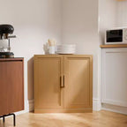 Dovelina Eckschrank mit verstellbaren Einlegeböden, Anrichte, Buffet, Weinschrank, Küchen- und Esszimmerschrank mit Holztüren – 31H x 31W, 36H x 31W