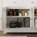 55 Zoll großer Vorratsschrank, schmales Buffet-Sideboard mit 3 Schubladen und 4 Türen für Küche, Esszimmer, Wohnzimmer