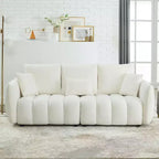 GDFStudio Alanna 79,5 Modernes 3-Sitzer-Sofa mit Teddyfell-Bezug und Kissen