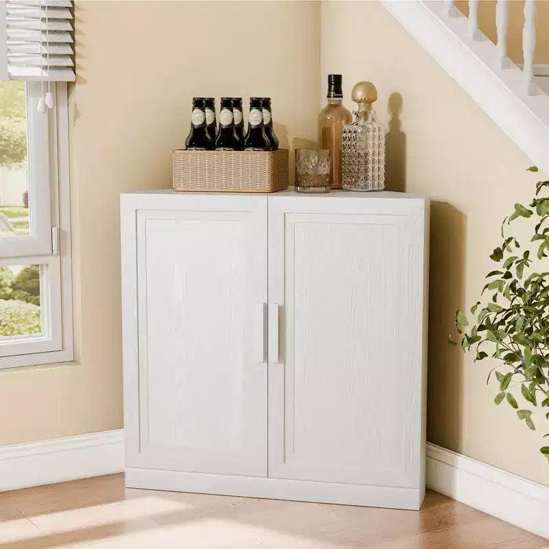 Dovelina Eckschrank mit verstellbaren Einlegeböden, Anrichte, Buffet, Weinschrank, Küchen- und Esszimmerschrank mit Holztüren – 31H x 31W, 36H x 31W