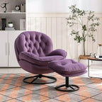 Okak Samt-Akzentsessel mit Ottoman, moderner Armloser Sessel im Mid-Century Stil für das Wohnzimmer, weicher bequemer Sessel zum Fernsehen, Gaming