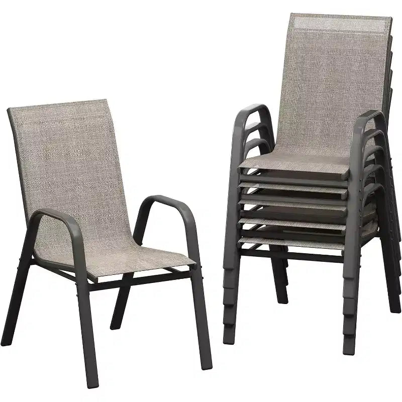 Terrassenstühle, stapelbare Outdoor-Esszimmerstühle, 4er-/6er-Set, wetterfeste, leichte Textilene-Outdoor-Stühle mit Armlehnen für Garten und Pool