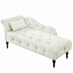 Moderne 60.6 Samt gepolsterte Knöpfe getuftete Chaiselongue mit Massivholzbeinen und Ziernägeln