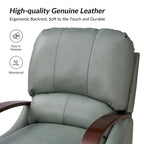 Alex Mid-Century Modern Zigarren-Sessel aus echtem Leder mit manueller Relaxfunktion und geschwungenen Holzarmlehnen