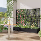 MAYEERTY Pflanzkasten mit Spalier Eisen Schwarz Parallel Line 01 Lamellen klassisch kombiniert Stil 183x119x41cm 3-teiliges Set