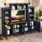 Moderner TV-Ständer für 55-Zoll-Fernseher mit Ladestation, Medienkonsole mit großen Aufbewahrungsschränken, Entertainment-Center für das Wohnzimmer-Panipeachy