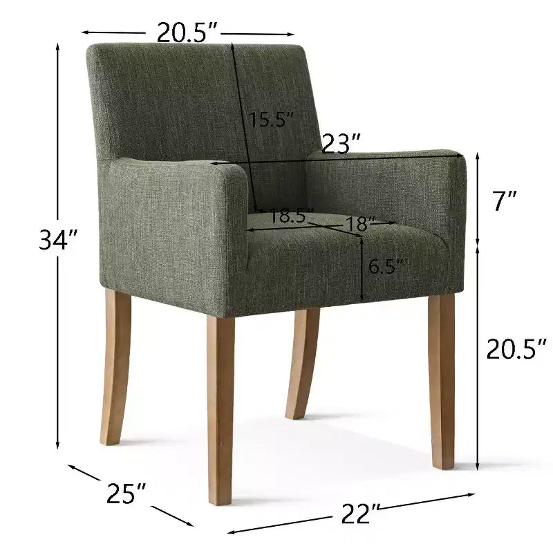 Set aus 6 gepolsterten Esszimmerstühlen mit Armlehnen, moderne Leinen-Sessel mit Holzbeinen, Akzentstühle für Esszimmer, Wohnzimmer - Panipeachy