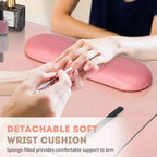 Schwarz/Pink Moderner Maniküre-Nageltisch mit Glasplatte & Handauflage, Einzelplatz