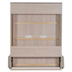Murphy-Bett in Queen-Size mit Sofa, Queen-Schrankbett aus Holz mit LED-Beleuchtung, klappbares Truhenbett für Gästezimmer, Beige