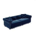 Whisen Velvet 3-in-1 Schlafsofa und wandelbares Schlafsofa im Kingsize-Format mit ausziehbarem Ottomane, getuftetem Design