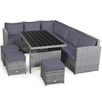 Costway 7-teiliges Terrassen-Essgruppe Rattan-Sofa Couch Ottomane – Details ansehen