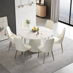 Runder Esstisch für 6 Personen (Ø 135 cm) mit gesinterter Steinplatte und Lazy Susan
