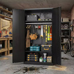 72 Zoll Schwerlast-Stahlschrank mit Schloss, Metall-Garagenschränke, Metallschrank zur Aufbewahrung für Zuhause, Schlafzimmer, Büro, Kleiderschrank
