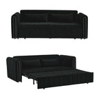 Modernes Schlafsofa aus Samt mit Rollarmen, verziert mit Kupfernägeln