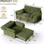 Dyonery 3-in-1 Schlafsofa, ausziehbares Schlafsofa mit Seitentasche und verstellbarer Rückenlehne, werkzeuglose Montage, faltbares Liebessofa