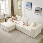 108 Modernes Sofa, 3-Sitzer Polster Ecksofa mit Kissen, Tiefes Sofa, Keine Montage Erforderlich