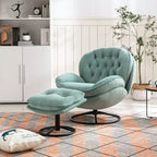Okak Samt-Akzentsessel mit Ottoman, moderner Armloser Sessel im Mid-Century Stil für das Wohnzimmer, weicher bequemer Sessel zum Fernsehen, Gaming