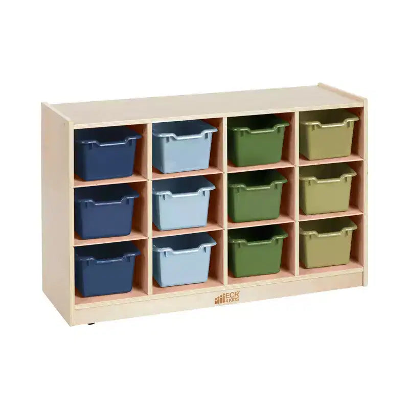 Mobiler Cubby-Schrank mit 15 offenen Behältern, 3x4, Kindermöbel