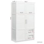 Weißer Kleiderschrank mit Türen, Schubladen und Kleiderstange