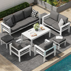 AECOJOY 7-teiliges Aluminium-Terrassenmöbel-Set Outdoor-Gesprächsgarnitur