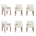 Set aus 6 gepolsterten Esszimmerstühlen mit Armlehnen, moderne Leinen-Sessel mit Holzbeinen, Akzentstühle für Esszimmer, Wohnzimmer - Panipeachy