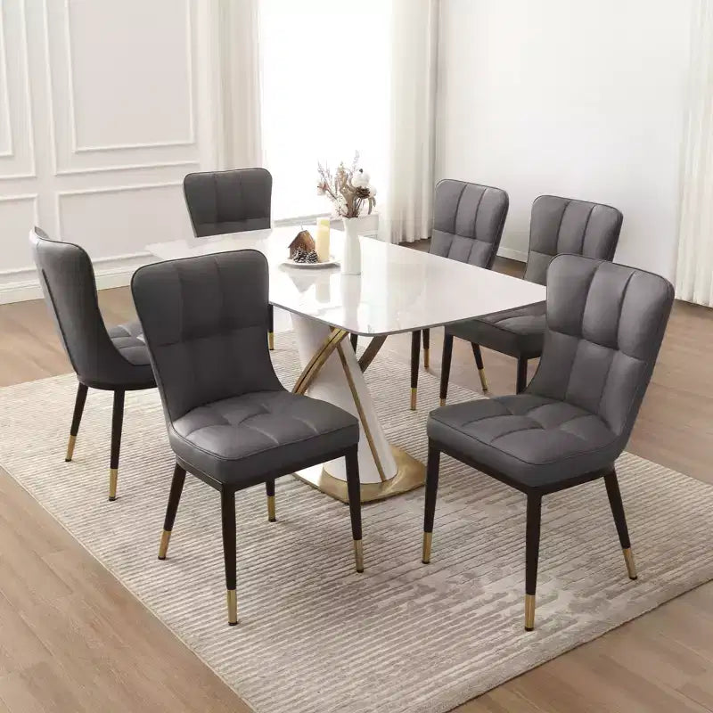 Bekrvio Esszimmerstühle 6er-Set, moderne gepolsterte Kunstledersitze mit hoher Rückenlehne, Metallbeine, armlose Küchenstühle für Wohn- und Esszimmer