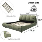 MAYEERTY Luxuriöses Polsterbett in Queen-Size mit überdimensioniertem gepolstertem Kopfteil und Massivholzrahmen, Grün