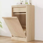 Kippbarer Mülleimer, natürliche Eiche, Mülleimer mit Stauraum und Schublade, versteckter Müllschrank, Wäschekorb für Küche, Esszimmer, Wohnzimmer